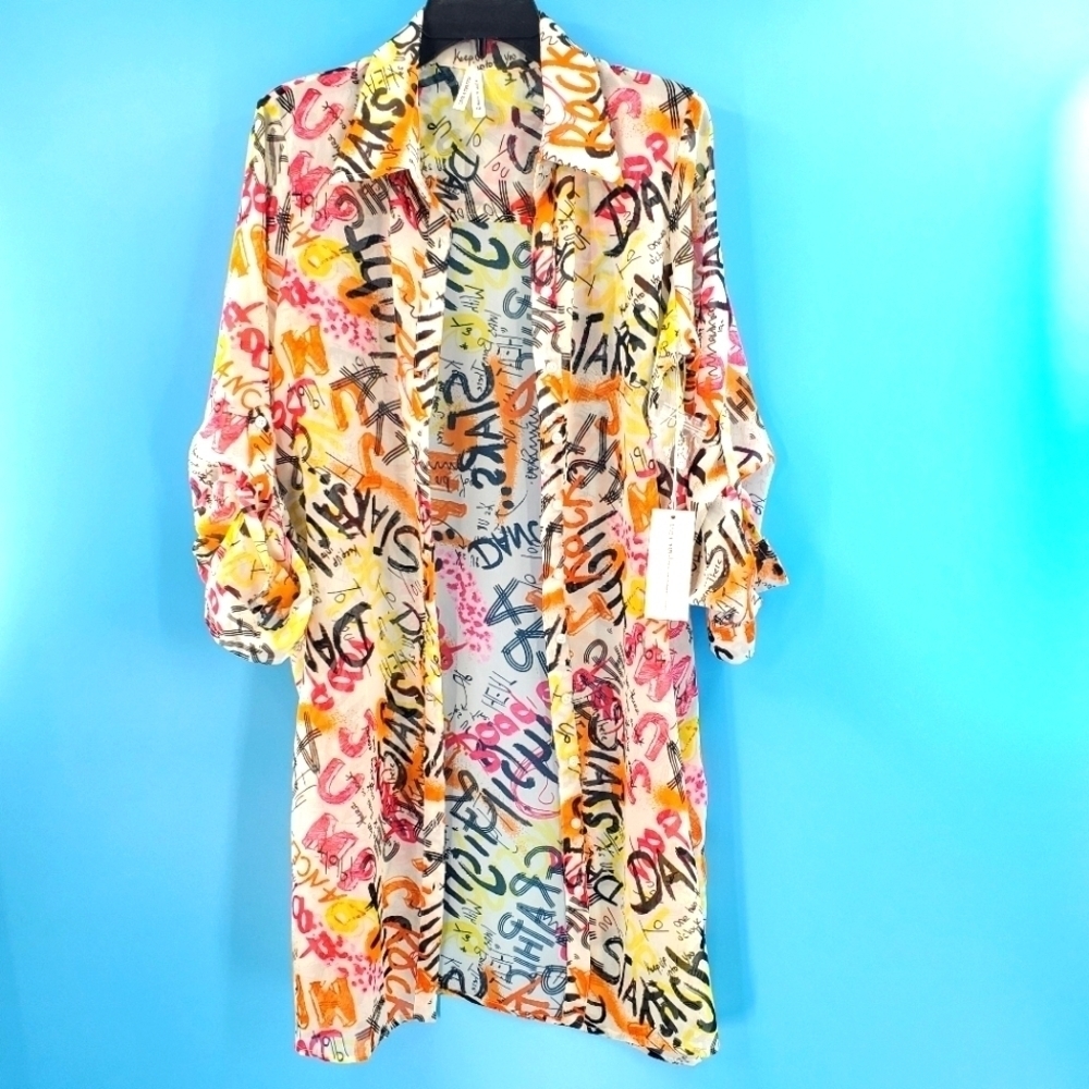 New with tags Live 4 Truth graffiti print button down tunic M